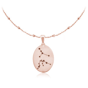 Naszyjnik srebrny dwa znaki zodiaku - grawer - łańcuszek kulki - rose gold