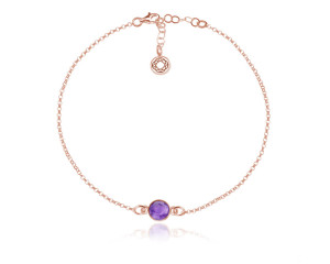 Na święta | Bransoletka z naturalnym Ametystem - rose gold