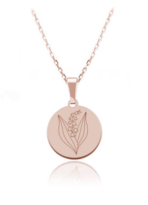 Kwiaty Polskie - Naszyjnik z Konwalią - Grawer - rose gold