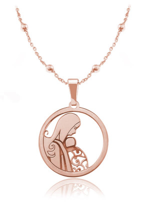 Na święta | Naszyjnik Mama z dzieckiem w chuście - łańcuszek kulki - rose gold