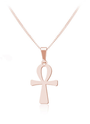 Na święta | Srebrny krzyż Ankh naszyjnik na łańcuszku - rose gold