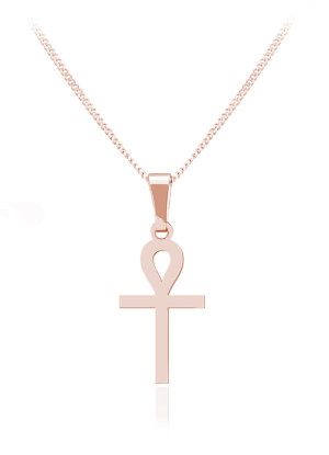 Srebrny krzyż Ankh II naszyjnik na łańcuszku - rose gold