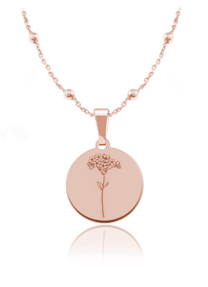 Kwiaty Polskie - Naszyjnik z Niezapominajką - łancuszek kulki - Grawer - rose gold