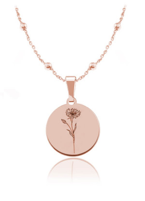 Kwiaty Polskie - Naszyjnik z Chabrem - łańcuszek kulki - rose gold