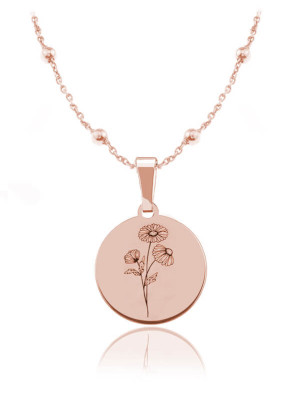 Kwiaty Polskie - Naszyjnik z Rumiankiem - łańcuszek kulki - rose gold