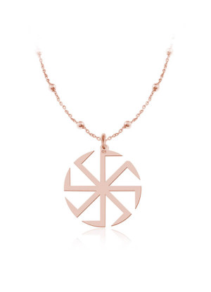 Na święta | Srebrny naszyjnik Słowiański Kołowrót Swarga Swarożyca Swarzyca II rose gold