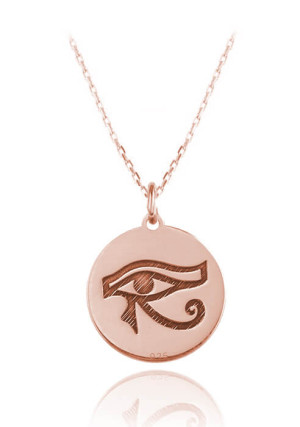 Naszyjnik srebrny Oko Horusa - Grawer - rose gold