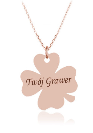 Na święta | Srebrny naszyjnik Koniczynka - Grawer - rose gold