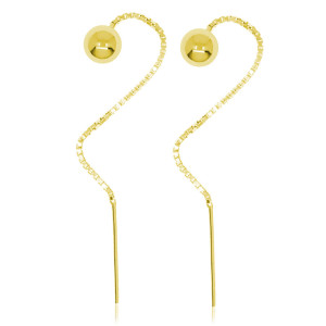 Na święta | Srebrne Kolczyki Kulki przewlekane - 6mm - 24k złocenie