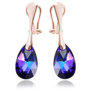Srebrne klipsy z kryształem Swarovski® - 16mm - Heliotrope - rose gold