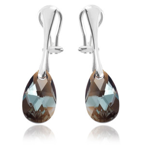 Srebrne klipsy z kryształem Swarovski® - 16mm - Bronze Shade