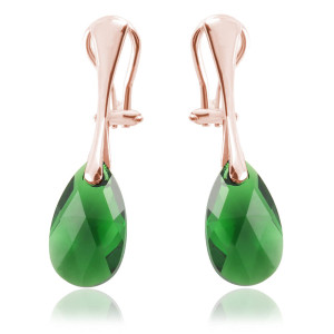 Srebrne klipsy z kryształem Swarovski® - 16mm - Dark Moss Green - rose gold