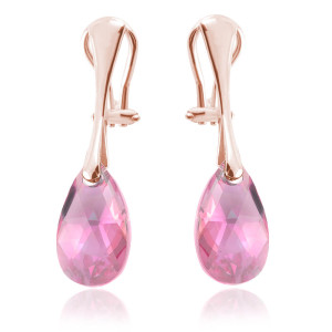 Srebrne klipsy z kryształem Swarovski® - 16mm - Light Rose AB - rose gold