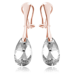 Na święta | Srebrne klipsy z kryształem Swarovski® - 16mm - Crystal Cal - rose gold