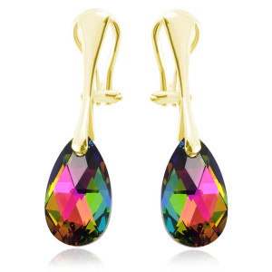 Srebrne klipsy z kryształem Swarovski® - 16mm - Vitrail Medium - 24k złocenie