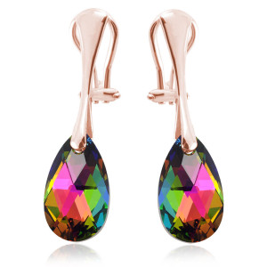 Na święta | Srebrne klipsy z kryształem Swarovski® - 16mm - Vitrail Medium - rose gold