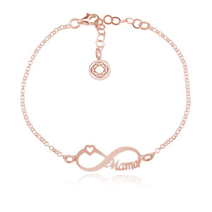 Na święta | Srebrna bransoletka Infinity Mama - rose gold