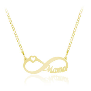 Na święta | Srebrny naszyjnik Infinity Mama - 24k złocenie