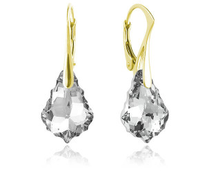 Srebrne kolczyki z kryształem Swarovski® - Baroque - 24k złocenie
