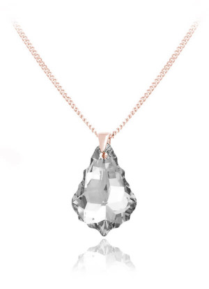 Na święta | Srebrny naszyjnik z kryształem Swarovski® - Baroque - rose gold