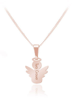 Na święta | Srebrny naszyjnik z Aniołkiem - rose gold - Grawer