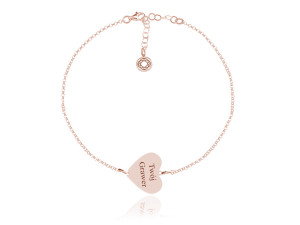 Srebrna bransoletka Izabella II z Serduszkami - rose gold
