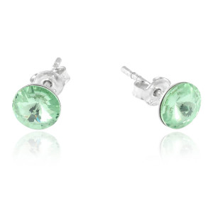 Srebrne kolczyki z kryształkiem Swarovski® Rivoli - XS - miętowy - Chrysolite