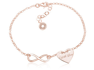 Bransoletka Inka - Nieskończoność i Serce - rose gold - Grawer
