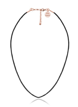 Naszyjnik Rzemień z okuciami - cienki - Grawer - rose gold