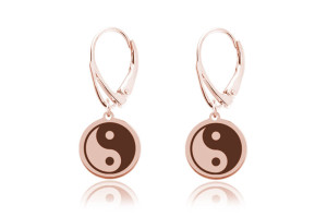 Na święta | Damskie Kolczyki z Symbolem Yin Yang ze Srebra pr. 925 - rose gold