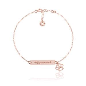 Bransoletka ze Srebra pr. 925 - Łapka i Grawer - Rose Gold