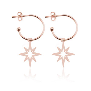 Kolczyki Koła z Gwiazdką ze srebra pr. 925 - rose gold