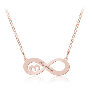 Srebrny naszyjnik Infinity Serce - Grawer - Rose Gold