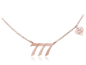 Srebrny Naszyjnik Liczby Anielskie i Serce - Rose Gold - Grawer