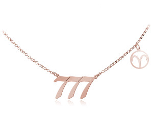 Srebrny Naszyjnik Liczby Anielskie i Znak Zodiaku - Srebro 925 -Rose Gold