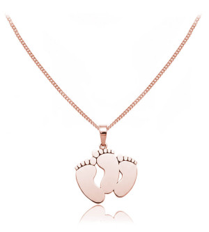 Srebrny naszyjnik Trzy Stópki z Grawerem - Rose Gold