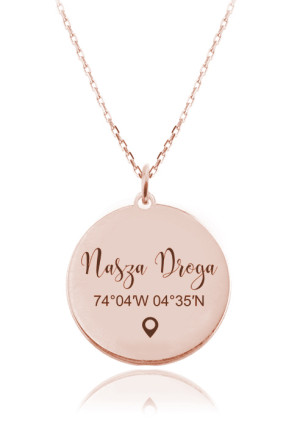 Naszyjnik Nasza Droga Współrzędne Geograficzne - Grawer - Rose Gold