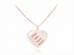 Naszyjnik Serce Renelle z Imionami 4 imiona - Grawer - rose gold