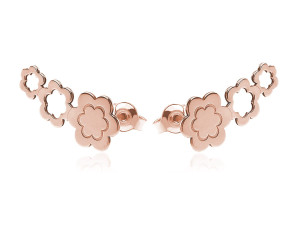 Kolczyki typu nausznica - Kwiatuszki - rose gold