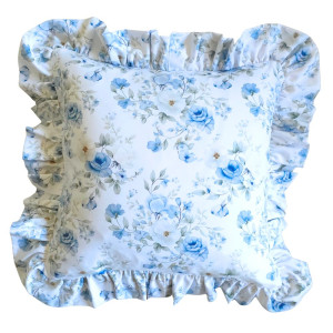 Poszewka bawełniana z falbanką BLUE ROSE
