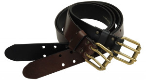 Pinewood Ledergürtel mit Doppeldorn Schwarz/Schwarz 105 cm
