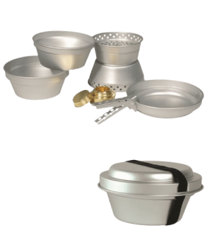 MIL-TEC Koch-Set Alu - 2 Töpfe 1 Pfanne 1 Kocher