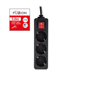 EXTENSÃO TECH FUZZION 3 TOMADAS 5M BK