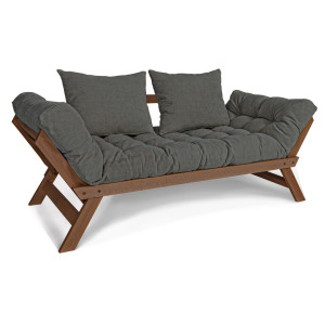 Rozkládací pohovka WoodMan Allegro šedá, ořech, bukové dřevo, SKU WUA-00537