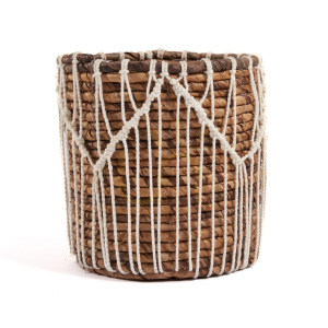 Wicker Basket BAZAR BIZAR Natural White Banana Leaf Cotton M