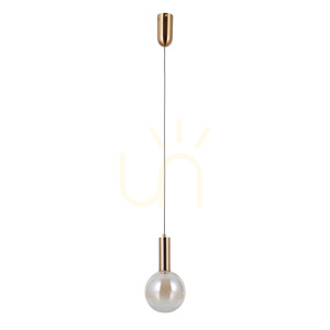 Italux LED Pendant Light Amber Glass Gold 15 cm PND-34378-1S-HBR