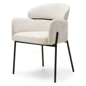 Set of 2 MAREO Ecru Chairs with Black Legs