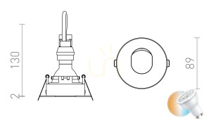 Rendl Raq Recessed Luminaire Fixed White 230 V Gu10 35 W.