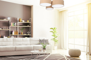 Lampa ledowa sufitowa - plafon Elements 60W E27 beż / bialy