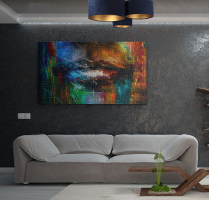 Nowoczesny plafon Elements 60W E27 tkanina welurowa granatowy / złoty